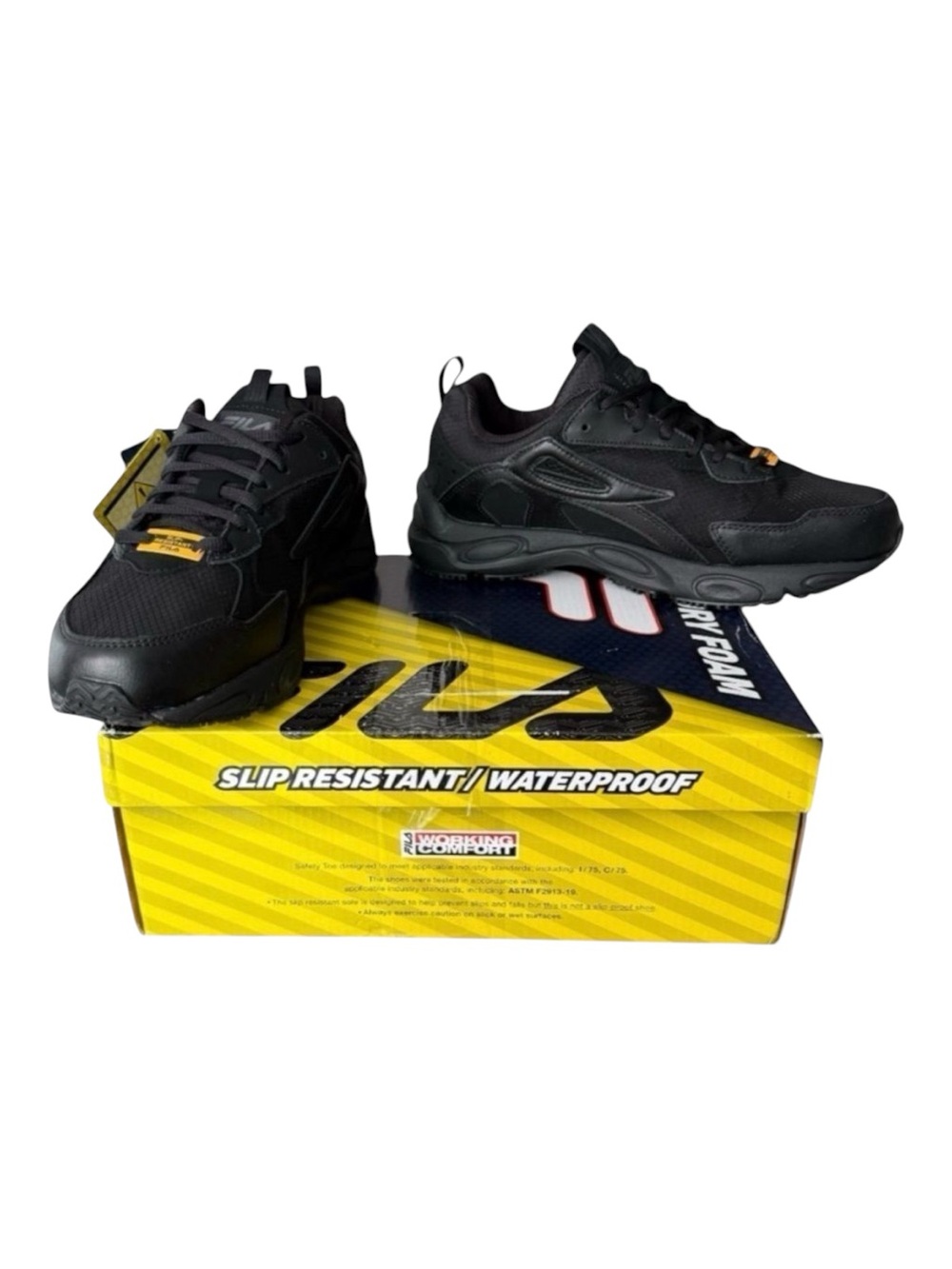 Fila Memory Lateshift Mens Work Shoes 8.5 4E Wide Black NWT